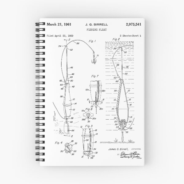 Item preview, Fishing Float Vintage Patent Blueprint White Background designed and sold by Peek-Designs.