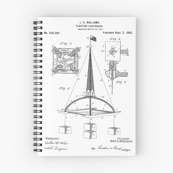 Item preview, Floating Lighthouse Vintage Patent Art White Background designed and sold by Peek-Designs.