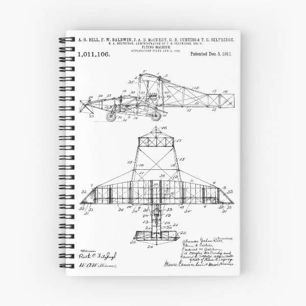 Artikelvorschau, Flugmaschine 1911 Patentkunst weißer Hintergrund entworfen und verkauft von Peek-Designs.