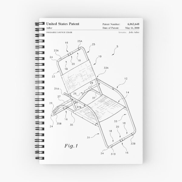 Artikelvorschau, Klappbarer Loungesessel, 2000 Patent, weißer Hintergrund entworfen und verkauft von Peek-Designs.
