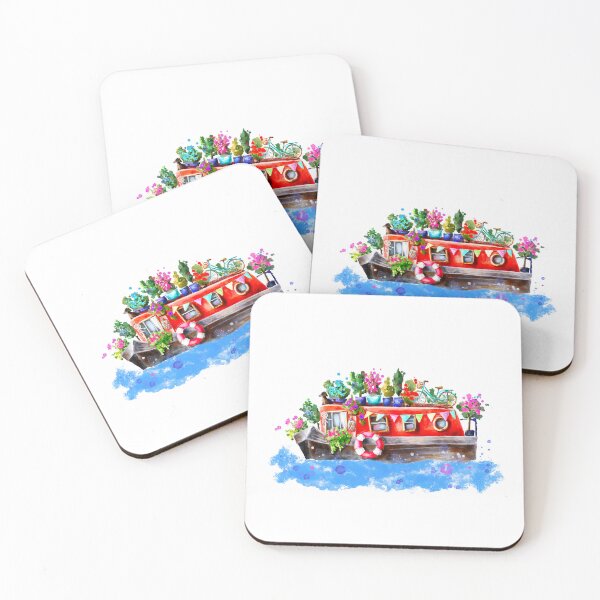 Item preview, Cool Red narrow boat. Canal boat.  designed and sold by Sitenkovamary.