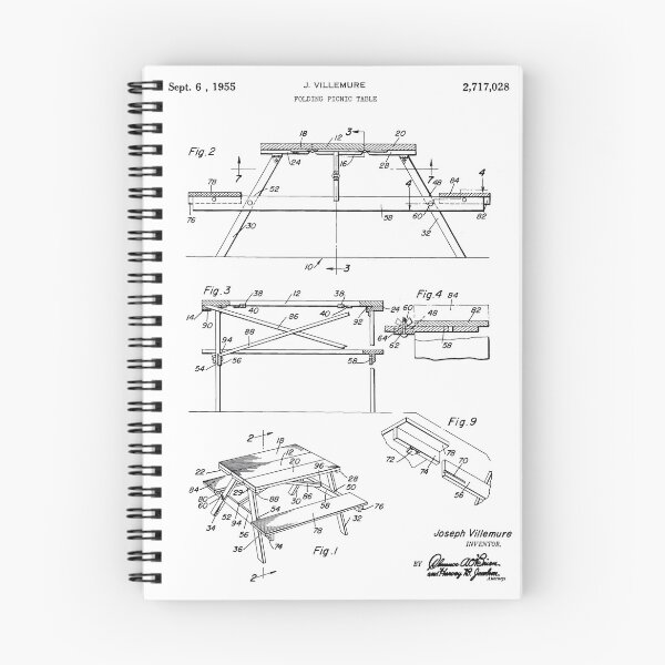 Item preview, Folding Picnic Table 1955 Patent White Background designed and sold by Peek-Designs.