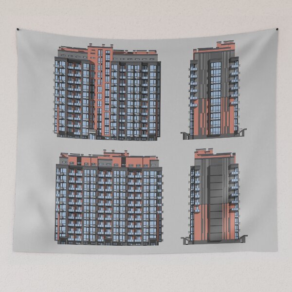 Item preview, Vector architectural project of a multistory building facades designed and sold by Familyshmot.