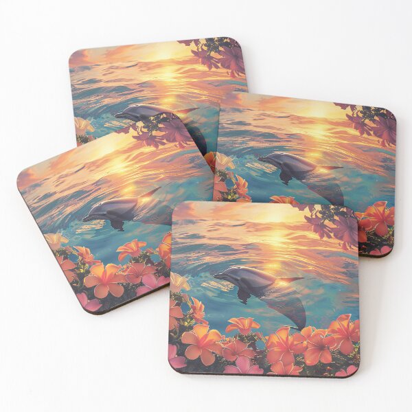 Item preview, Dolphins and flowers in the sea designed and sold by FlowersColorful.
