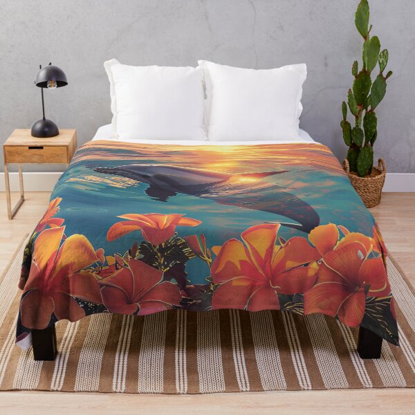 Item preview, Dolphins and flowers in the sea designed and sold by FlowersColorful.