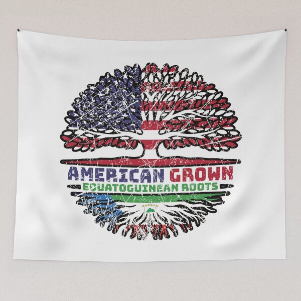 Item preview, Equatorial Guinea Equatoguinean American USA Tree Roots Flag designed and sold by FlagX.
