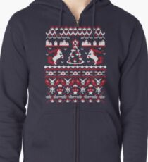 Ein hässliches Pokemon-Weihnachten Hoodie mit Reißverschluss