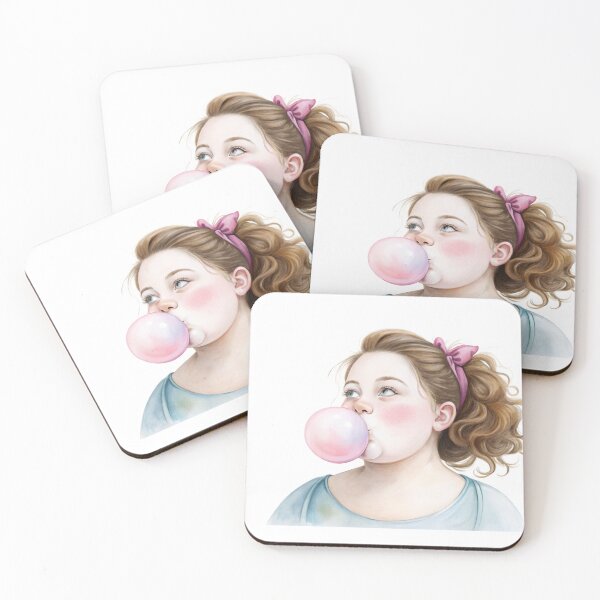 Item preview, A girl blows a bubble from bubble gum. designed and sold by Erik Visnievskij.