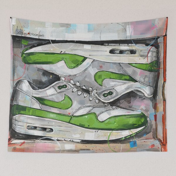 Item preview, AirMax1 patta green sneaker shoebox painting designed and sold by GalleryKauffeld.