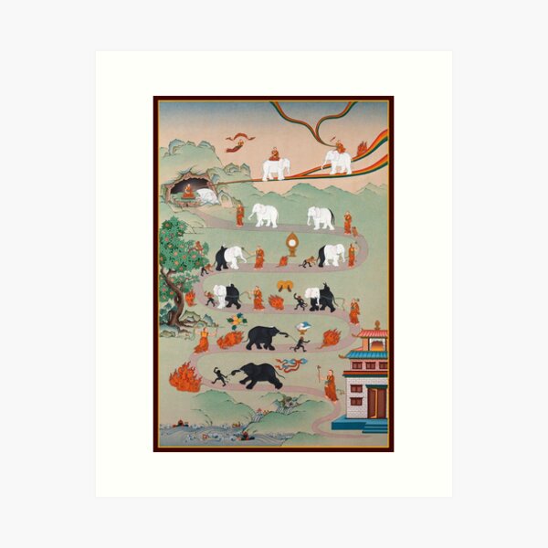 Item preview, Buddhism Print - The Nine Mental Abidings Path of Samatha designed and sold by Onodera.