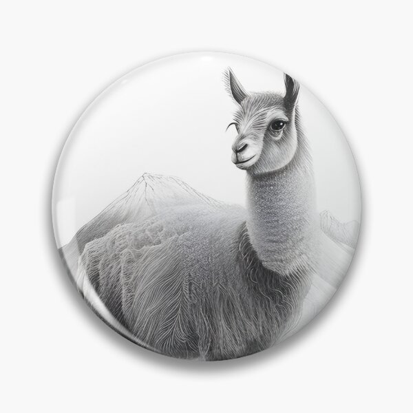 Item preview, Black and white pencil drawing of a llama  designed and sold by Pencil-Art.
