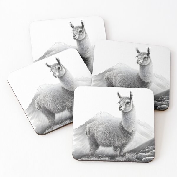 Item preview, Black and white pencil drawing of a llama  designed and sold by Pencil-Art.