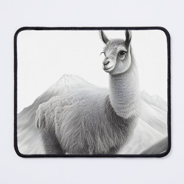 Item preview, Black and white pencil drawing of a llama designed and sold by Pencil-Art.