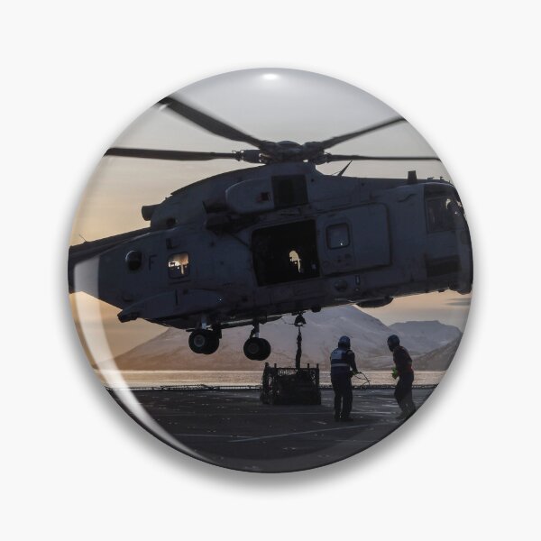 Item preview, RAF Merlin Mk4 helicopter lifting off at ship at dawn designed and sold by Drew McAvoy.