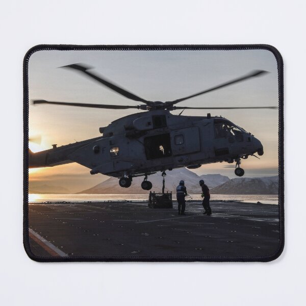 Item preview, RAF Merlin Mk4 helicopter lifting off at ship at dawn designed and sold by Drew McAvoy.