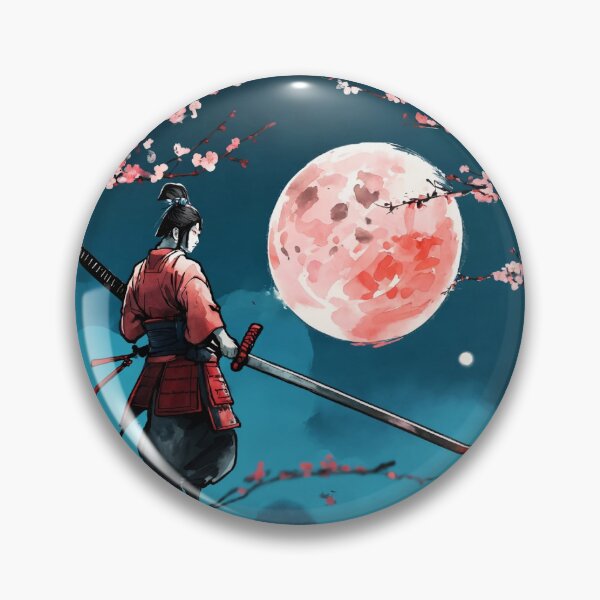 Item preview, Samurai in full moon with cherry blossom designed and sold by TigerKim.