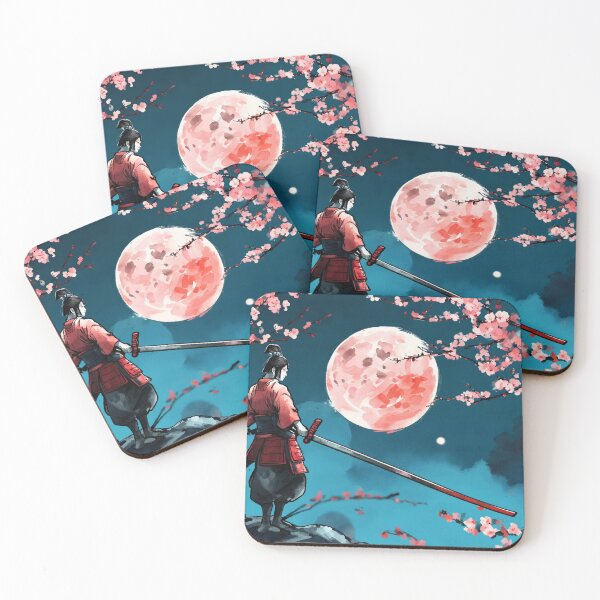 Item preview, Samurai in full moon with cherry blossom designed and sold by TigerKim.