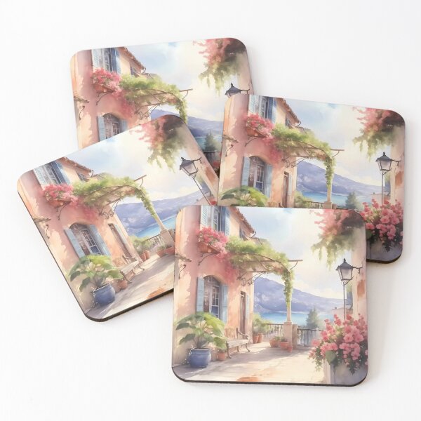 Item preview, Mediterranean Charm: Watercolor of a Floral Balcony designed and sold by Vitalka-uk.