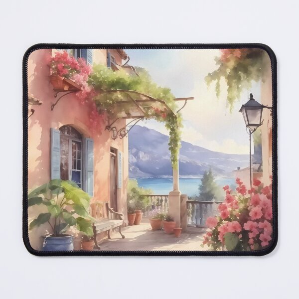 Item preview, Mediterranean Charm: Watercolor of a Floral Balcony designed and sold by Vitalka-uk.