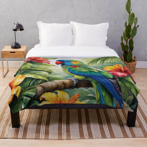 Aperçu de l'œuvre RogerPattern - "Bijou dans le jardin : le perroquet vibrant parmi les fleurs et les feuilles" créée et vendue par RogerPattern.