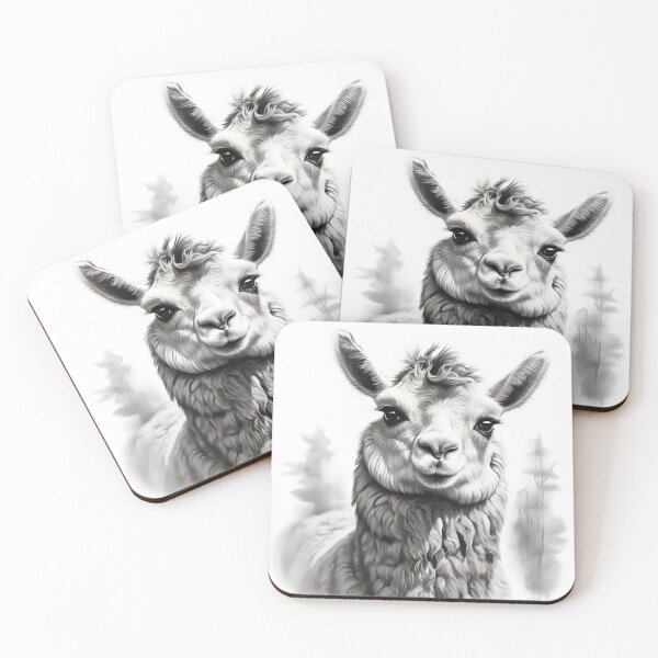 Item preview, Black and white pencil drawing of a llama  designed and sold by Pencil-Art.