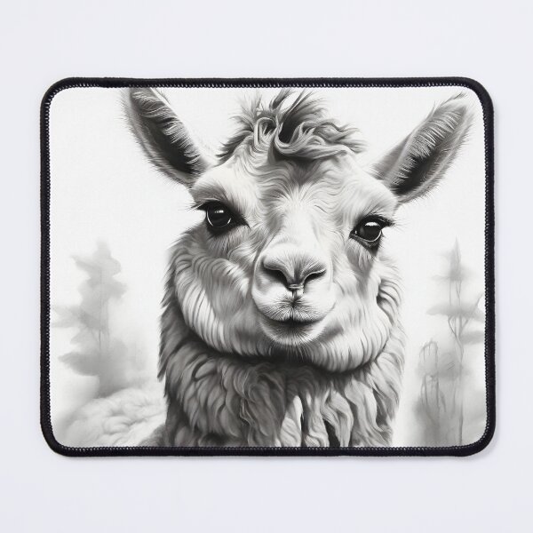 Item preview, Black and white pencil drawing of a llama  designed and sold by Pencil-Art.