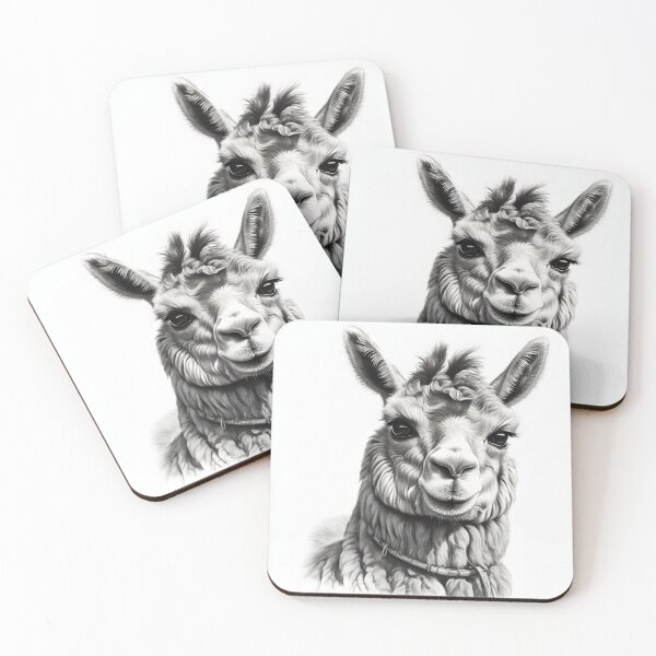 Item preview, Black and white pencil drawing of a llama  designed and sold by Pencil-Art.