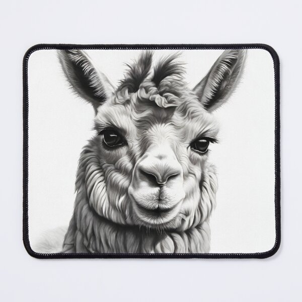 Item preview, Black and white pencil drawing of a llama designed and sold by Pencil-Art.