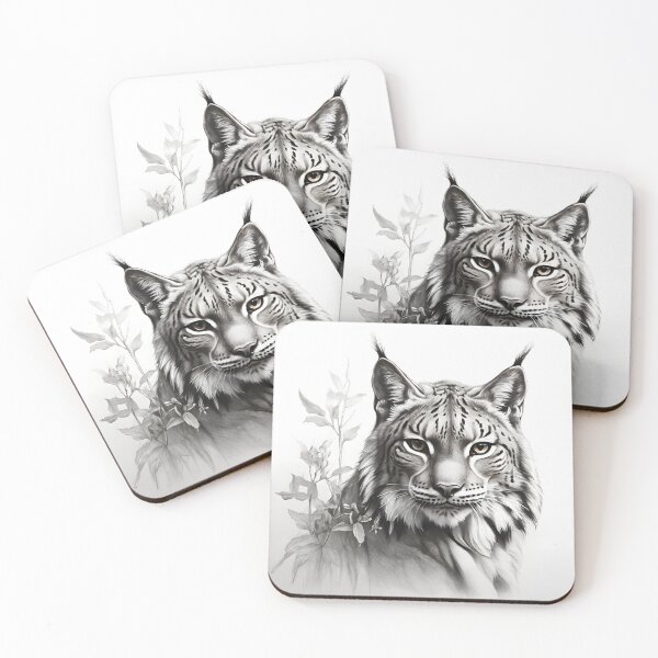Item preview, Black and white pencil drawing of a lynx  designed and sold by Pencil-Art.