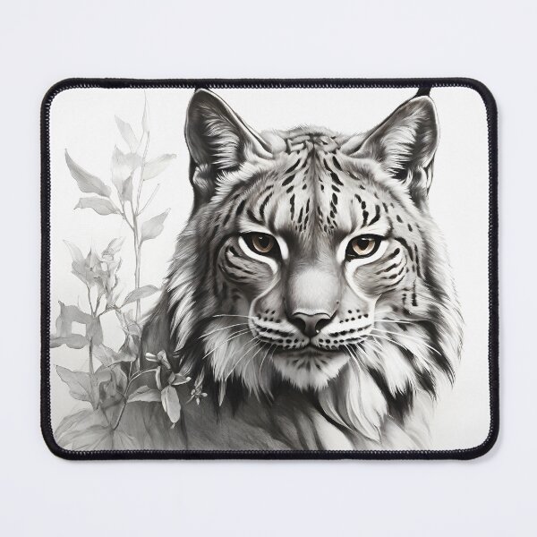 Item preview, Black and white pencil drawing of a lynx  designed and sold by Pencil-Art.