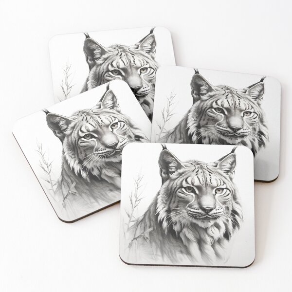 Item preview, Black and white pencil drawing of a lynx  designed and sold by Pencil-Art.