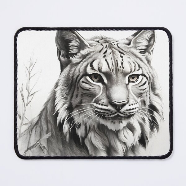 Item preview, Black and white pencil drawing of a lynx  designed and sold by Pencil-Art.