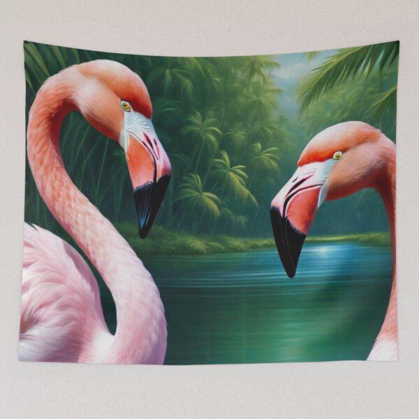Item preview, RogerPattern - "Graceful Guardians: Two Swans in Pink Plumes" designed and sold by RogerPattern.
