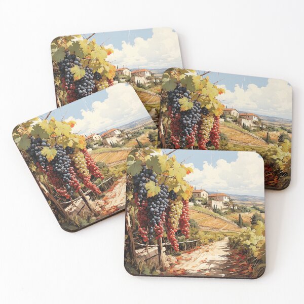 Item preview, Vineyard Vista - A Vineyard During Harvest Season With Ripe Grapes On The Vines - Landscape Art - Watercolor Art designed and sold by CastleBySea.