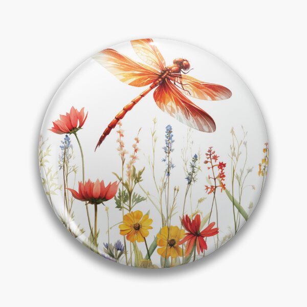 Item preview, Red Dragonfly Watercolor Floral designed and sold by Ketique.