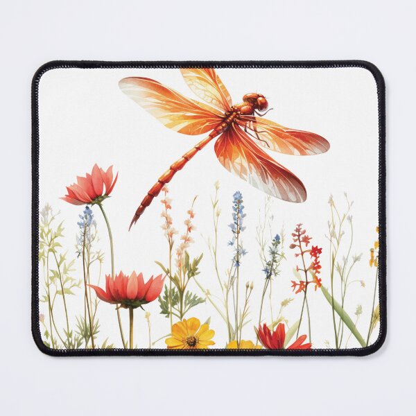 Item preview, Red Dragonfly Watercolor Floral designed and sold by Ketique.