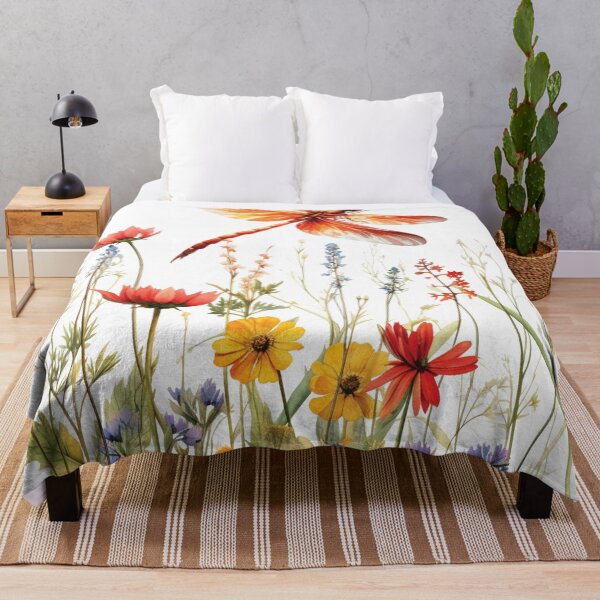 Item preview, Red Dragonfly Watercolor Floral designed and sold by Ketique.