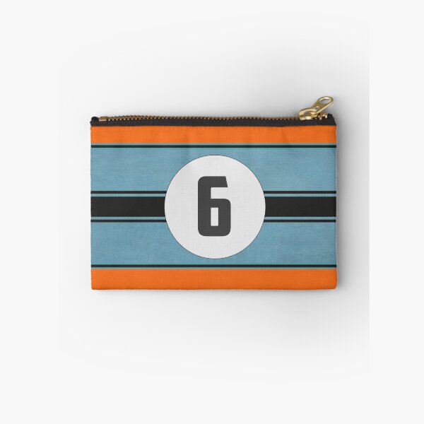 Item preview,  Light Blue and Orange Racing Graphics #6 Sticker designed and sold by mmmkei.