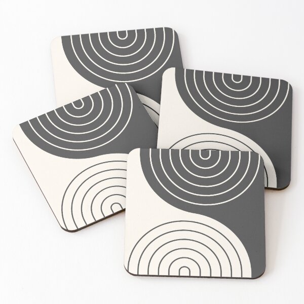 Item preview, Geometric Lines Rainbow Abstract 2 in Black and Beige designed and sold by nineFlorals.