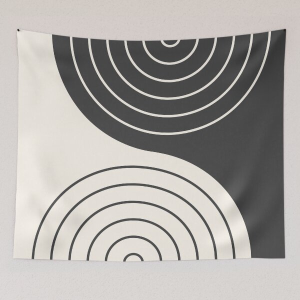 Item preview, Geometric Lines Rainbow Abstract 2 in Black and Beige designed and sold by nineFlorals.