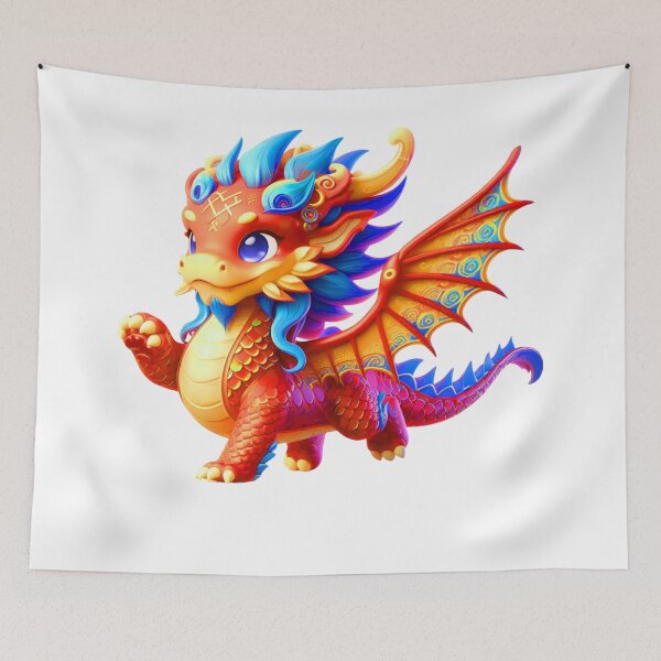 Item preview, Chibi Cute Orange Chinese Dragon designed and sold by CHIBI_POPZ.