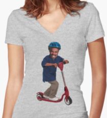 "This is Steve Harvey as a Five Year Old Riding a Scooter" Women's Fitted V-Neck T-Shirt