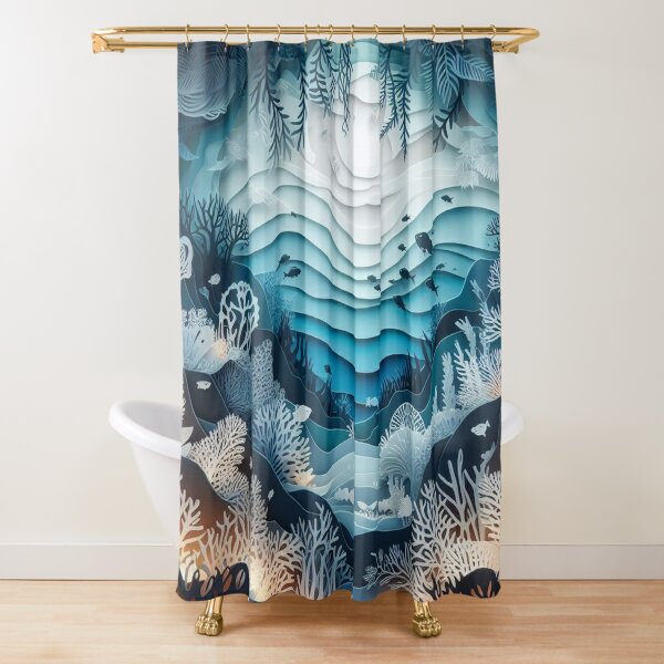 Octopus Tentacle Shower Curtain Lobster Crab Waves Bubble