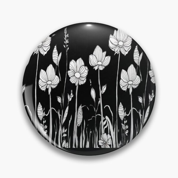 Item preview, White flowers on black  designed and sold by Flowersonstuff.