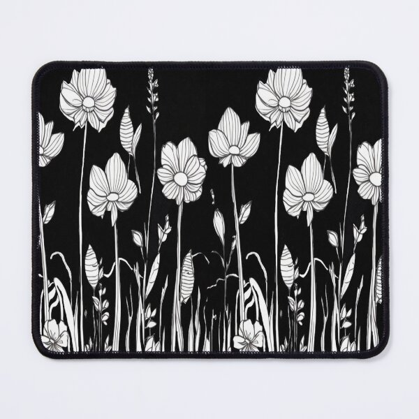 Item preview, White flowers on black  designed and sold by Flowersonstuff.