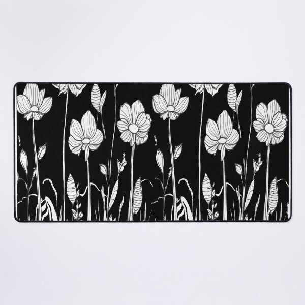 Item preview, White flowers on black  designed and sold by Flowersonstuff.