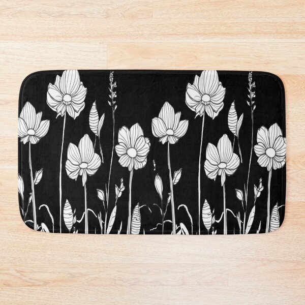 Item preview, White flowers on black  designed and sold by Flowersonstuff.