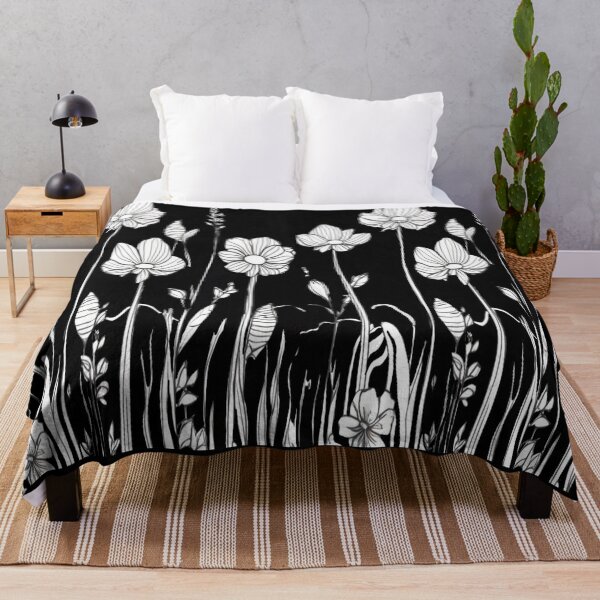 Item preview, White flowers on black  designed and sold by Flowersonstuff.