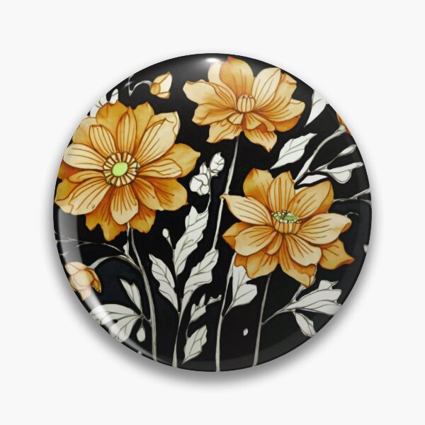 Item preview, Orange flowers on black  designed and sold by Flowersonstuff.