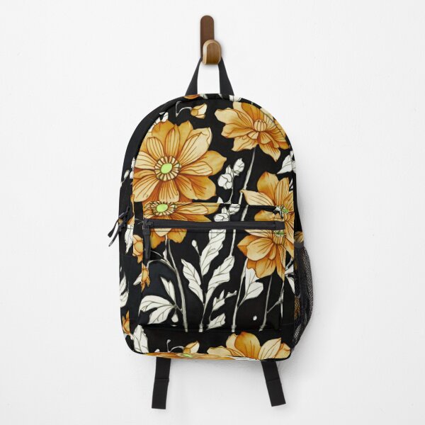 Item preview, Orange flowers on black  designed and sold by Flowersonstuff.